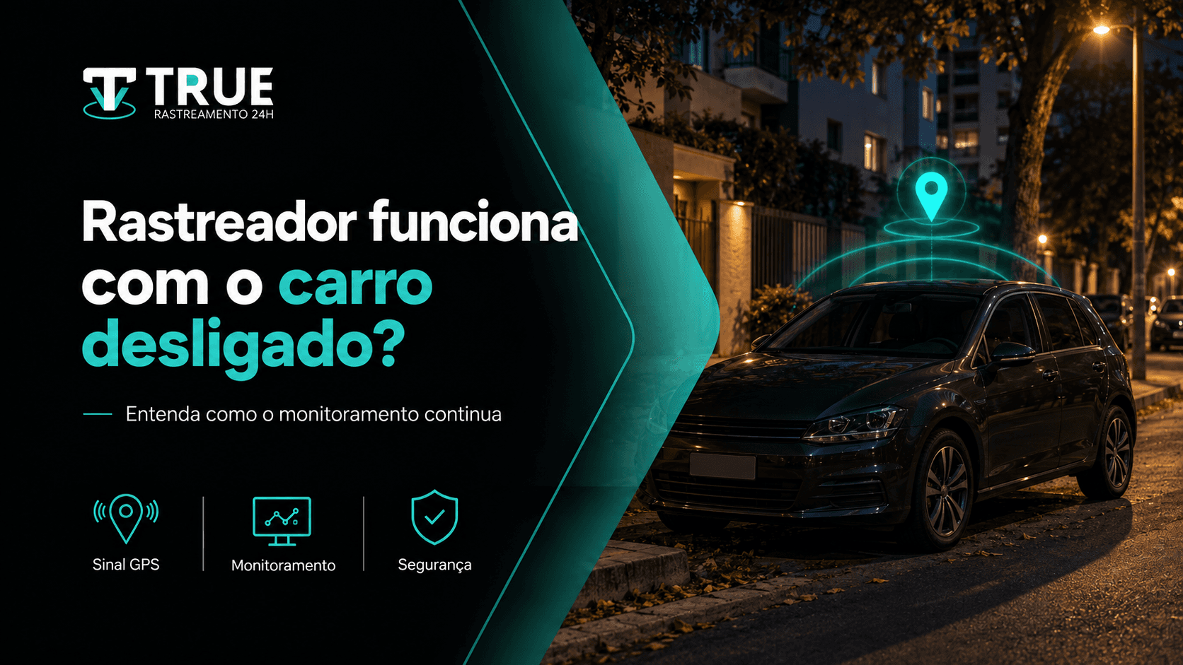 Close-up de um smartphone mostrando a tela de um aplicativo de rastreamento veicular com um carro estacionado em Salvador